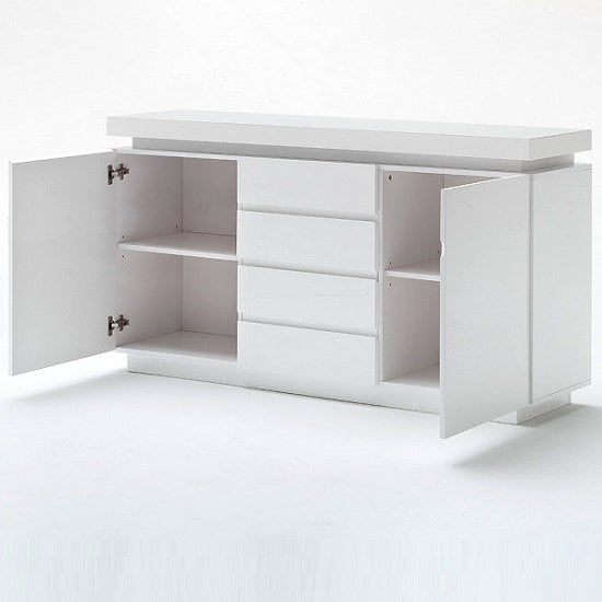 Odessa LED High Gloss Sideboard With 2 Doors 4 Drawers In White_5