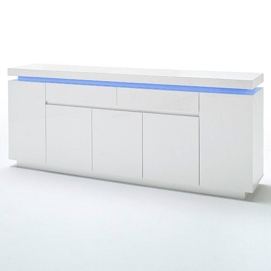Odessa LED High Gloss Sideboard With 5 Doors 2 Drawers In White_2