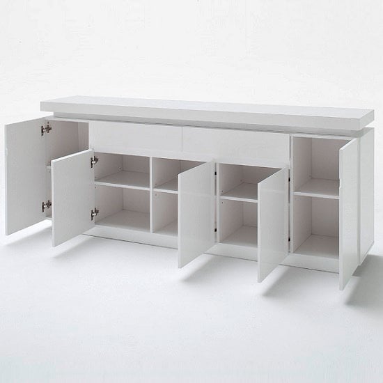 Odessa LED High Gloss Sideboard With 5 Doors 2 Drawers In White_3