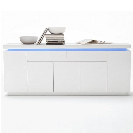 Odessa LED High Gloss Sideboard With 5 Doors 2 Drawers In White_4
