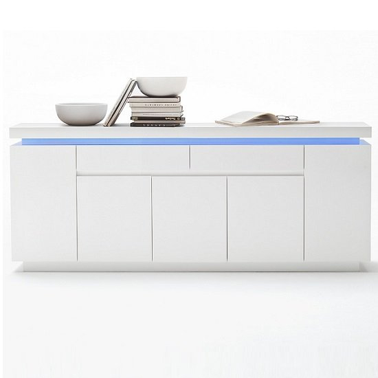 Odessa White High Gloss Sideboard With 5 Door 2 Drawer And LED_4