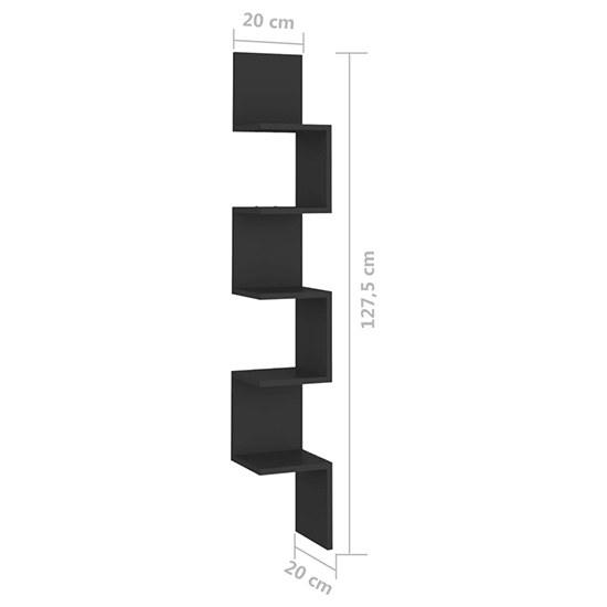 Odierne Corner Wooden Wall Shelf In Black