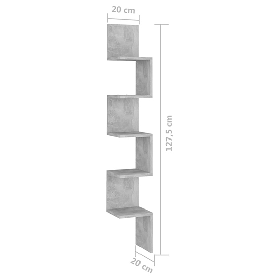 Odierne Corner Wooden Wall Shelf In Concrete Effect