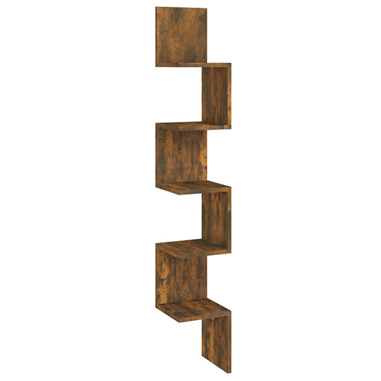 Odierne Corner Wooden Wall Shelf In Smoked Oak