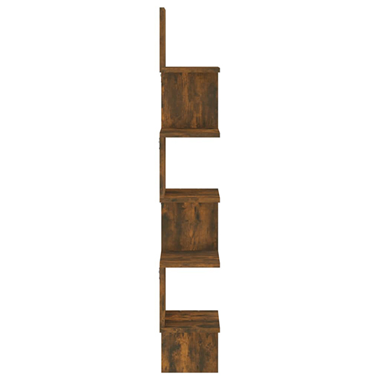 Odierne Corner Wooden Wall Shelf In Smoked Oak