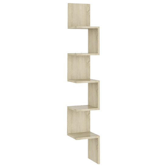 Odierne Corner Wooden Wall Shelf In Sonoma Oak