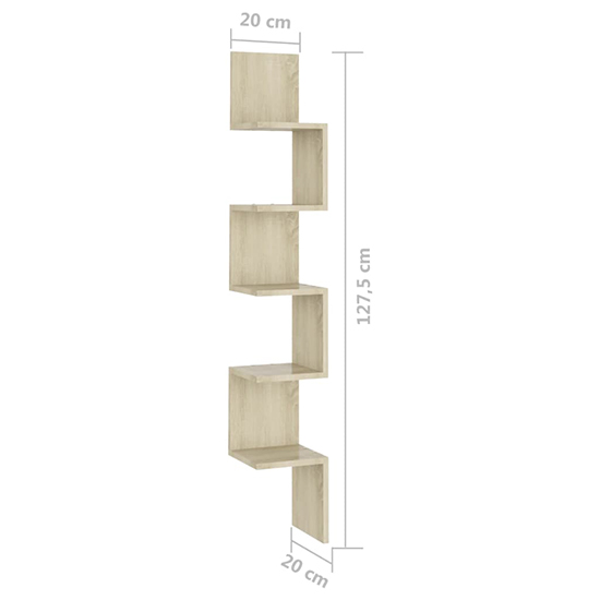 Odierne Corner Wooden Wall Shelf In Sonoma Oak