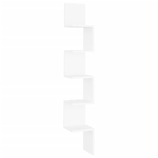 Odierne Corner Wooden Wall Shelf In White