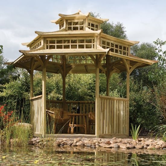 Product photograph of Ogbourne Pagoda Wooden Gazebo In Natural Timber from Furniture in Fashion