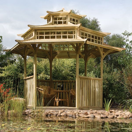 Ogbourne Pagoda Wooden Gazebo In Natural Timber