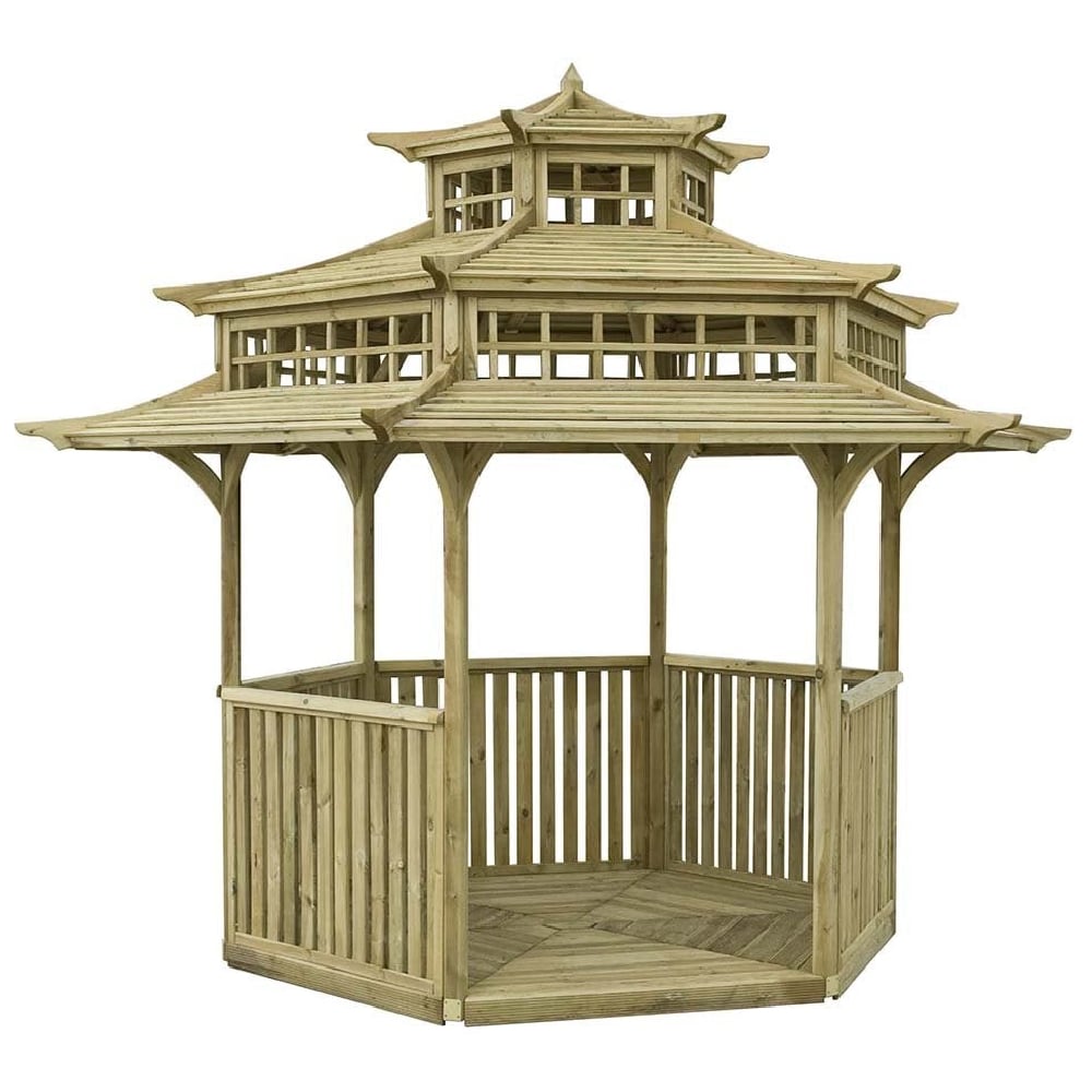 Ogbourne Wooden Garden Pagoda Gazebo In Natural