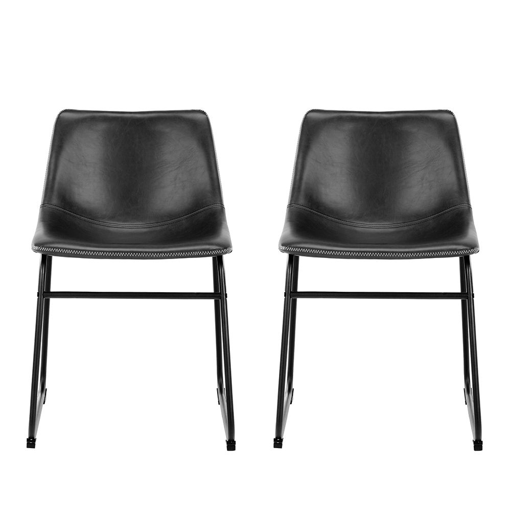 Ogden Black Leather Dining Chairs In Pair