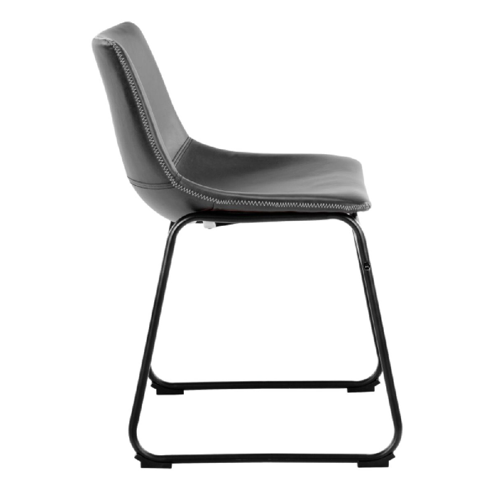 Ogden Black Leather Dining Chairs In Pair
