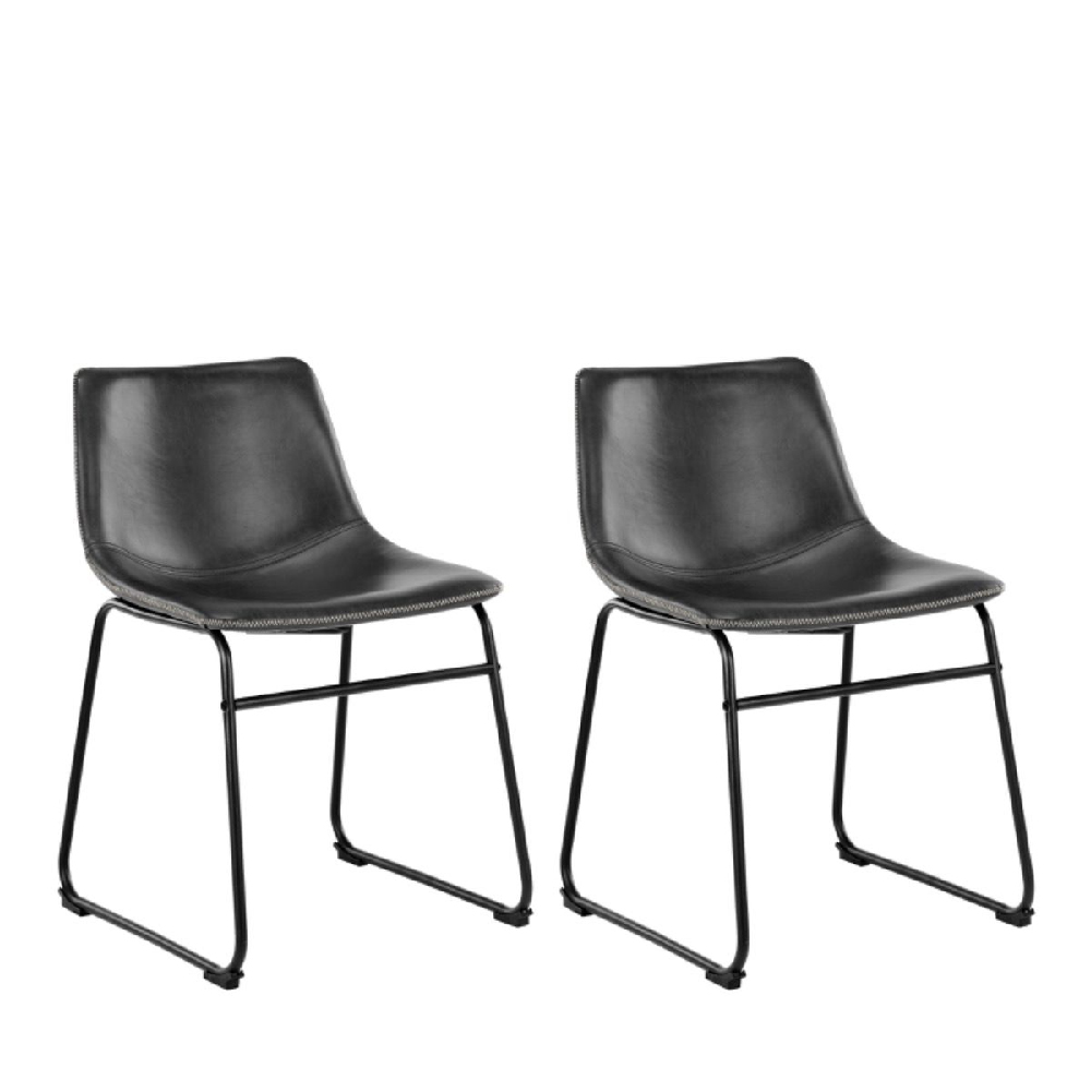 Read more about Ogden black leather dining chairs in pair