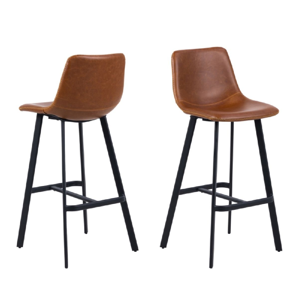 Read more about Ogden brown leather bar chairs in pair