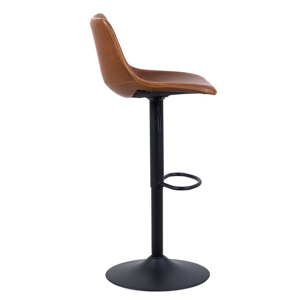 Ogden Brown Leather Bar Stools In Pair