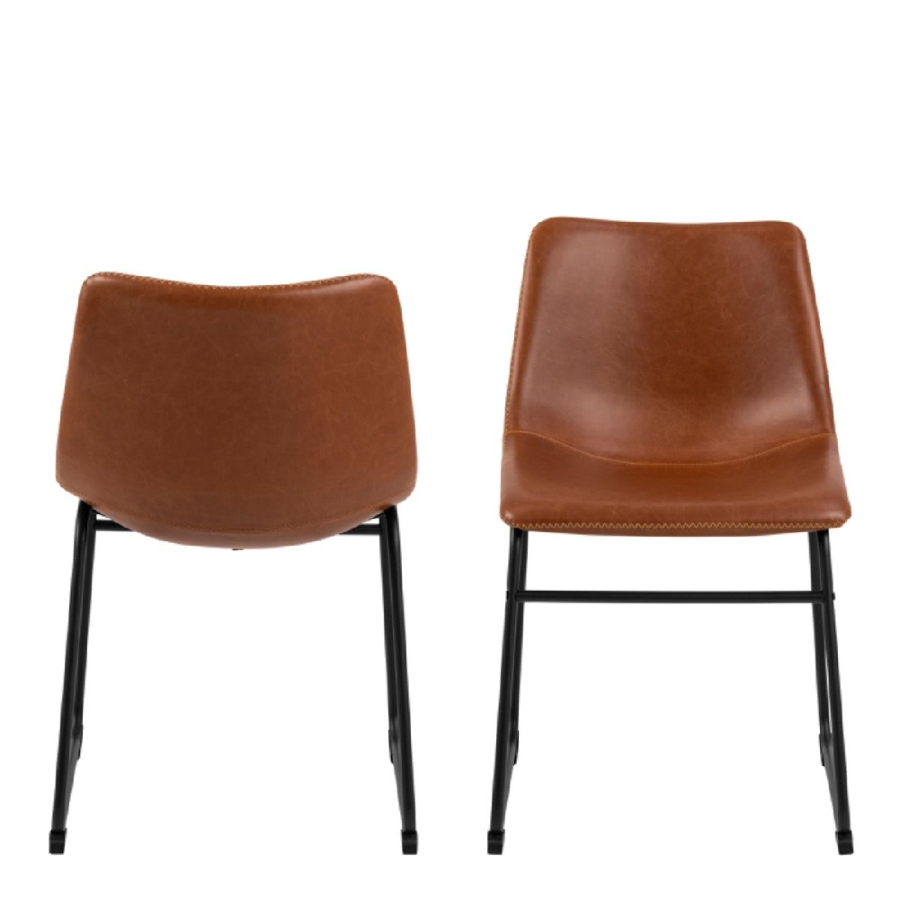 Ogden Brown Leather Dining Chairs In Pair