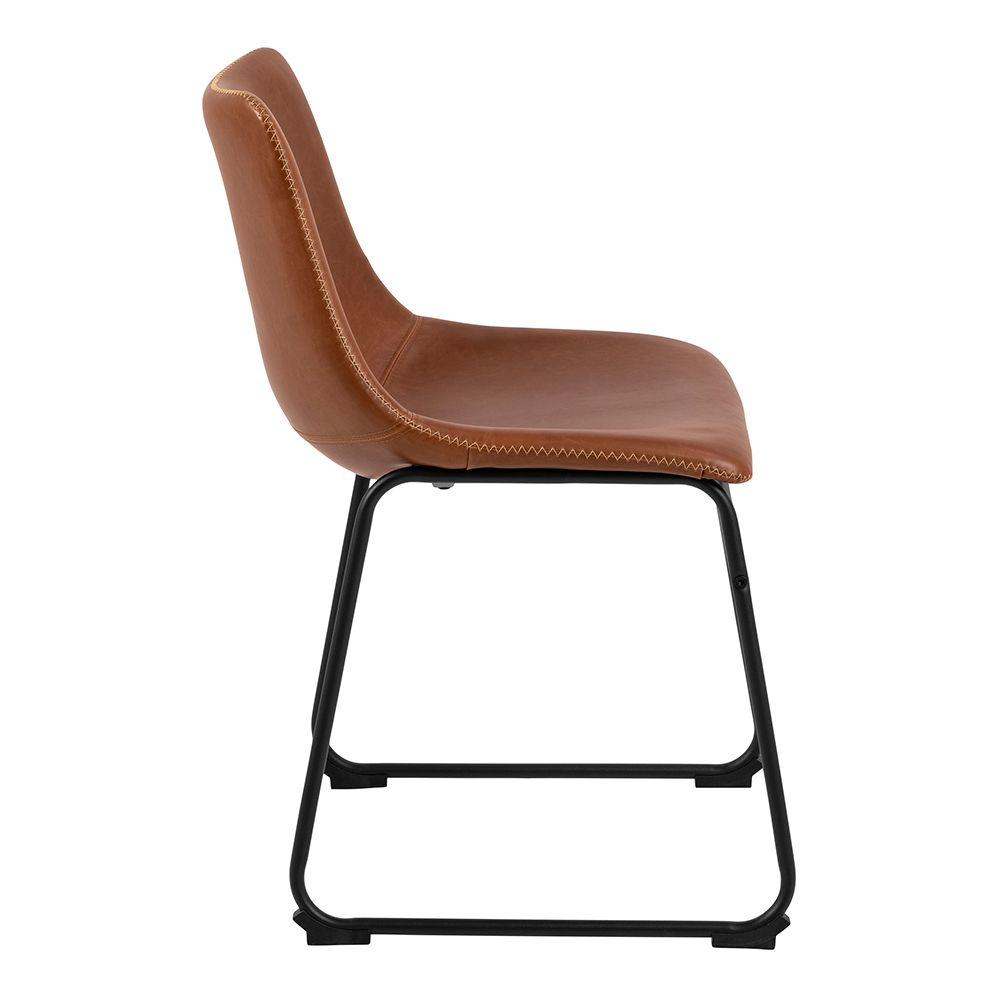 Ogden Brown Leather Dining Chairs In Pair
