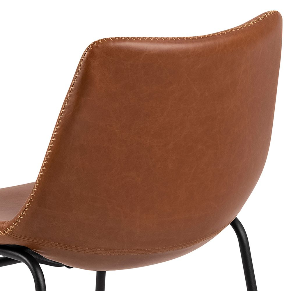 Ogden Brown Leather Dining Chairs In Pair