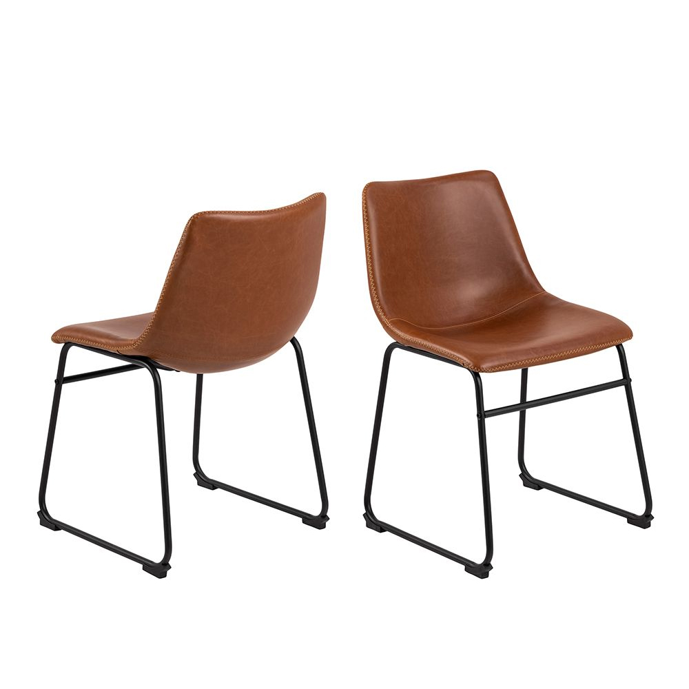 Read more about Ogden brown leather dining chairs in pair