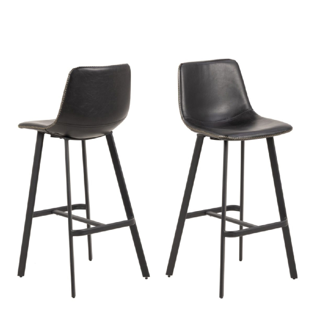 Read more about Ogden matt black leather bar chairs in pair