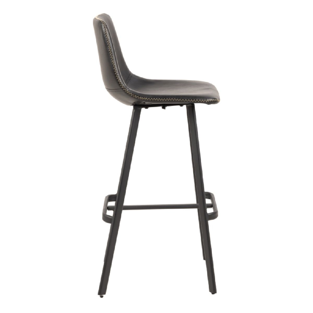Ogden Matt Black Leather Bar Chairs In Pair