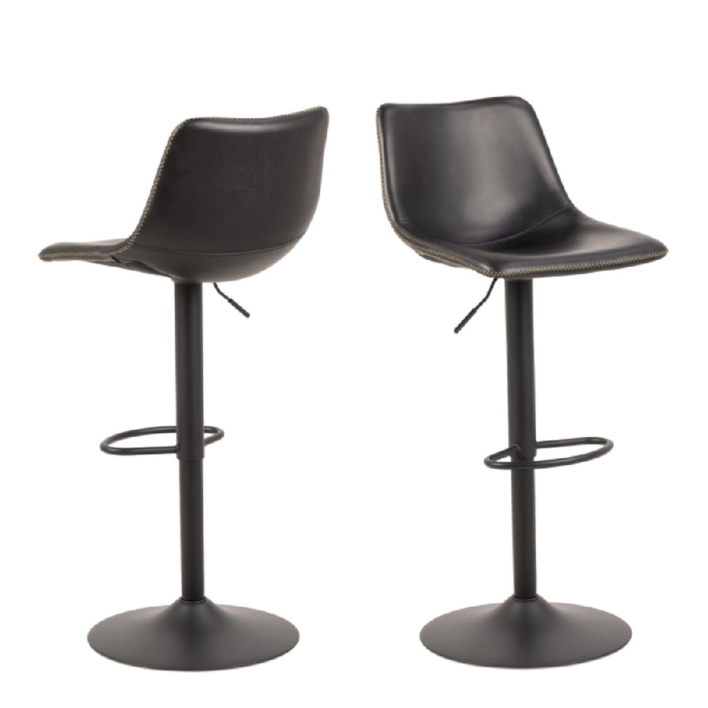 Read more about Ogden matt black leather bar stools in pair