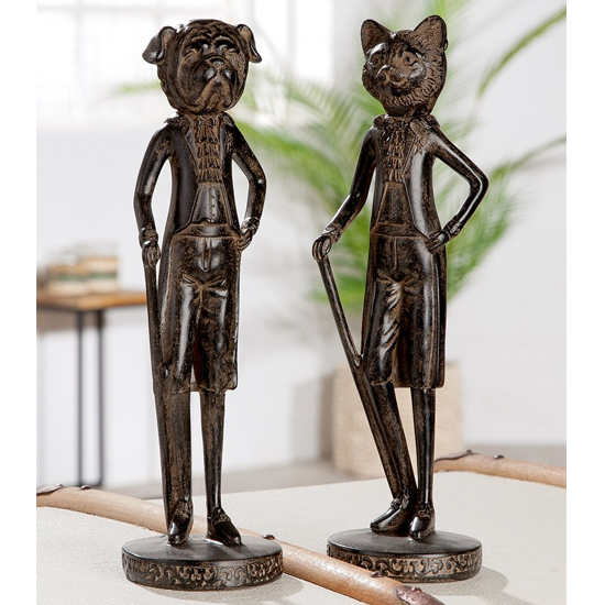 Ogden Polyresin Cat Gentleman Sculpture In Brown