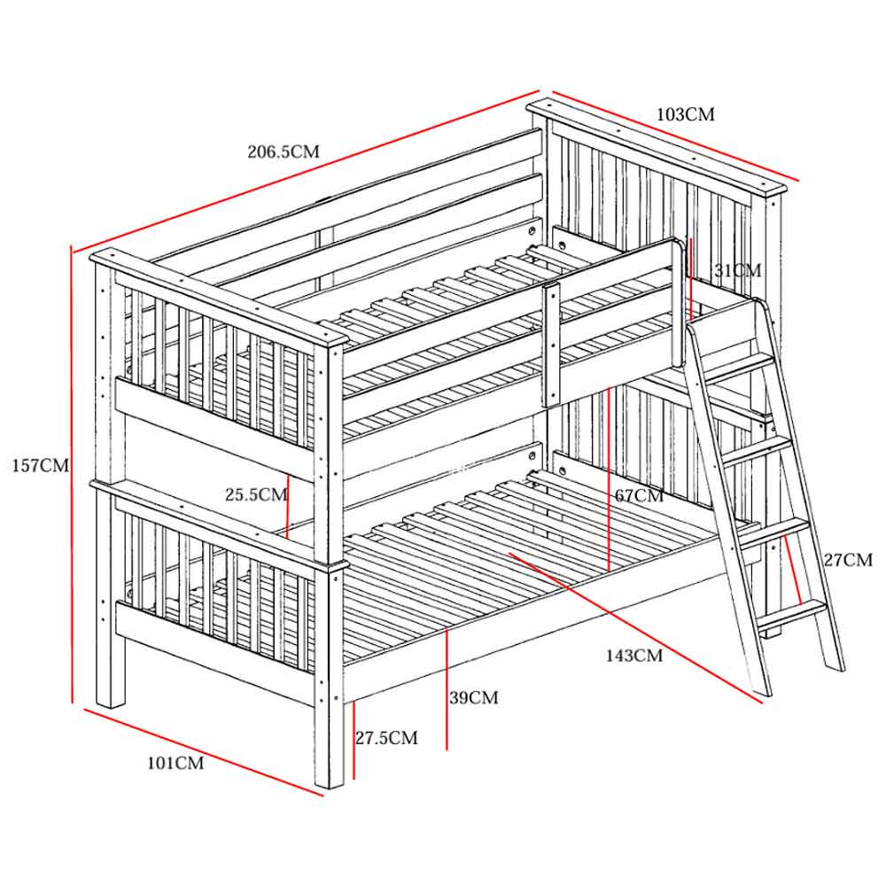 Ogden Wooden Bunk Bed In White