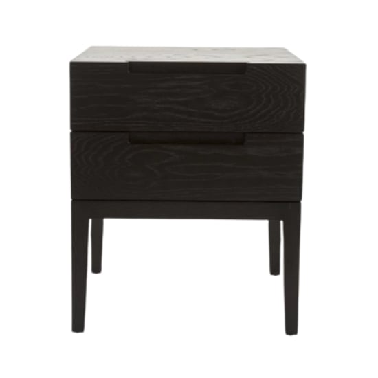 Product photograph of Ogen Wooden Bedside Cabinet With 2 Drawers In Black from Furniture in Fashion