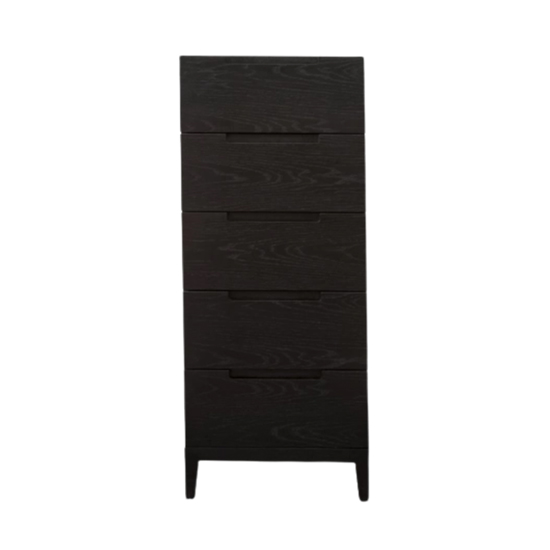 Photo of Ogen wooden chest of 5 drawers narrow in black