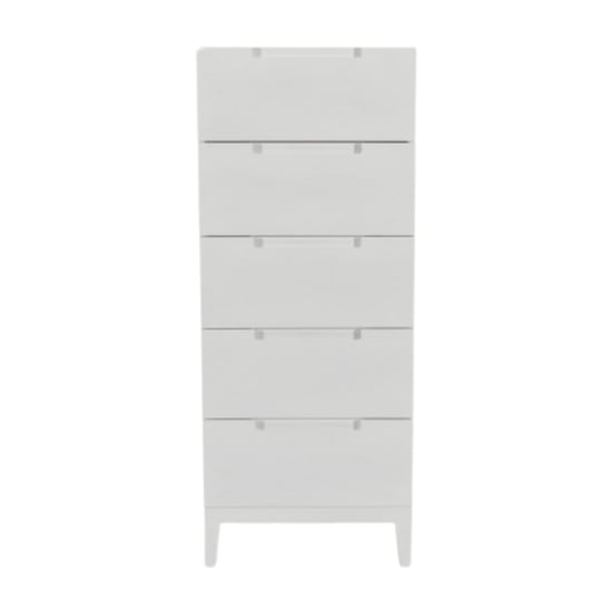 Photo of Ogen wooden chest of 5 drawers narrow in white