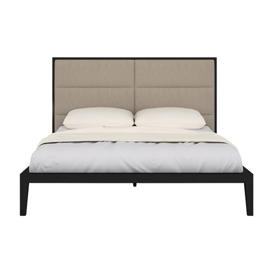Product photograph of Ogen Double Bed In Wenge With Beige Fabric Headboard from Furniture in Fashion