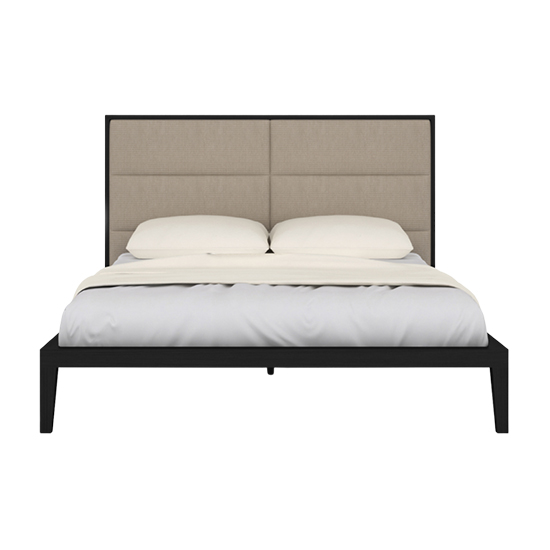 Product photograph of Ogen King Size Bed In Wenge With Beige Fabric Headboard from Furniture in Fashion