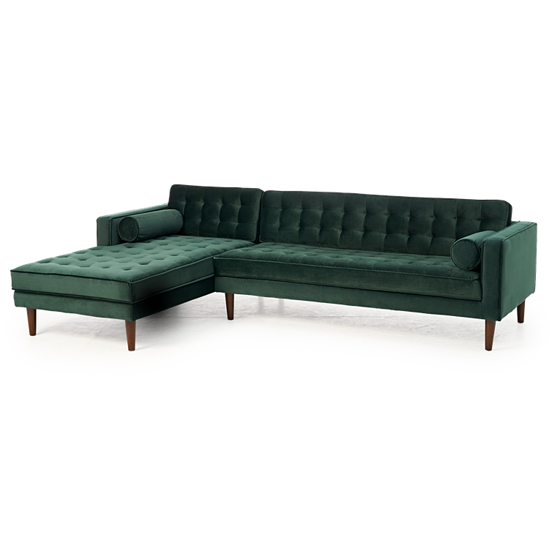 Omak Velvet Left Facing Corner Chaise Sofa In Green_3
