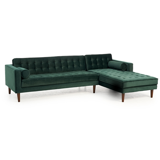 Omak Velvet Right Facing Corner Chaise Sofa In Green_3
