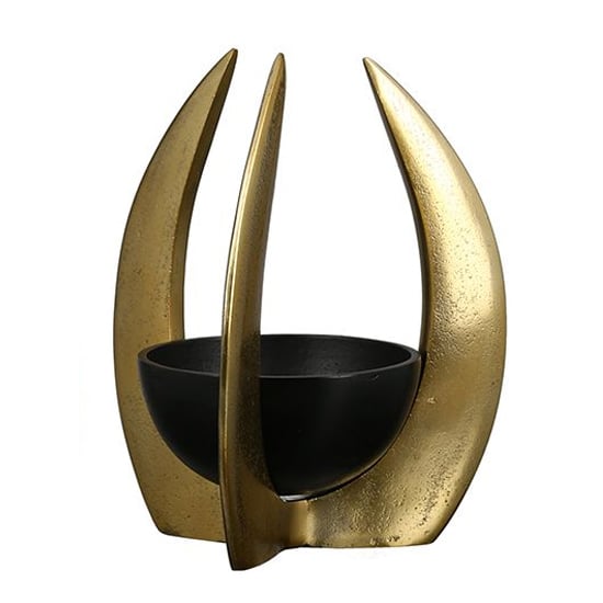 Product photograph of Ohio Aluminium Large Candleholder In Antique Gold And Black from Furniture in Fashion