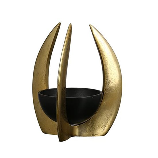 Product photograph of Ohio Aluminium Small Candleholder In Antique Gold And Black from Furniture in Fashion
