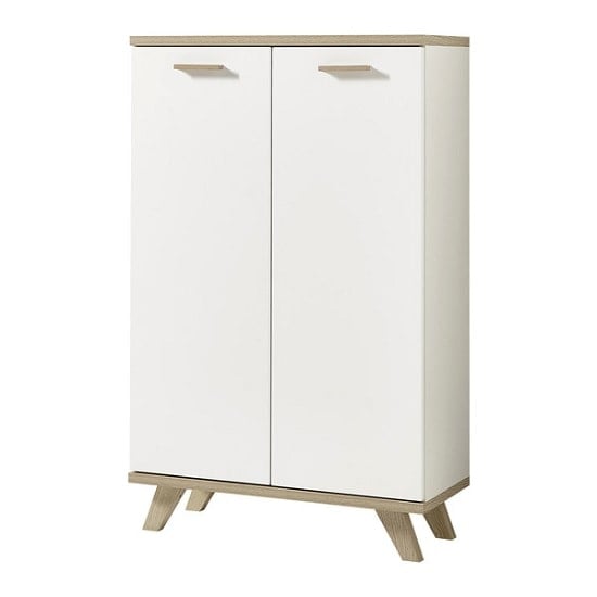 Ohio Wooden Storage Cabinet In White And Sanremo Oak