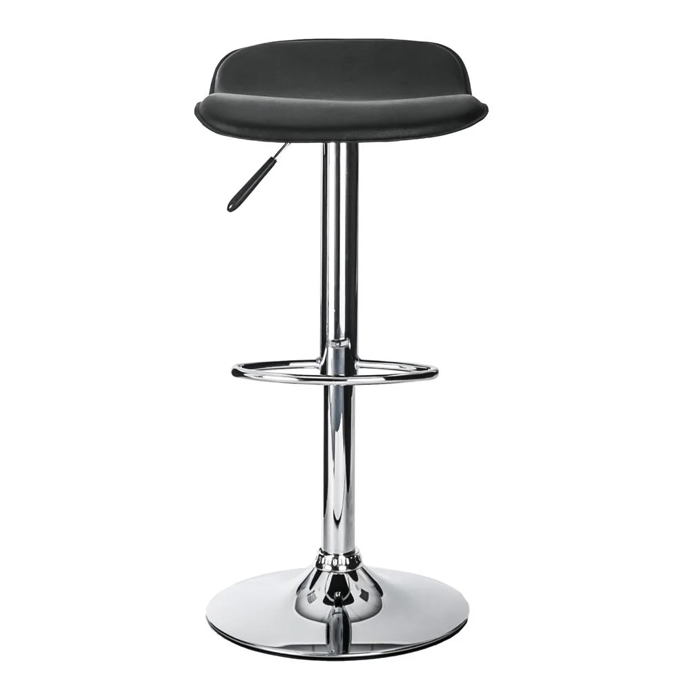 Ohioan Black Leather Bar Stools With Chrome Base In Pair