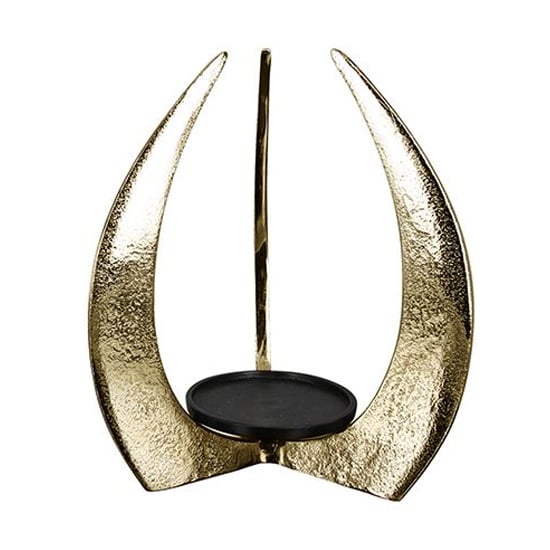 Read more about Ohiya aluminium large candleholder in antique gold and black