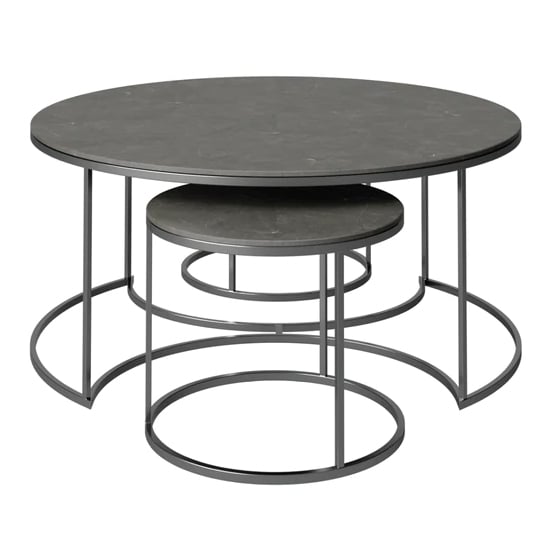 Product photograph of Ohrid Ceramic Set Of 3 Coffee Tables In Matt Grey from Furniture in Fashion