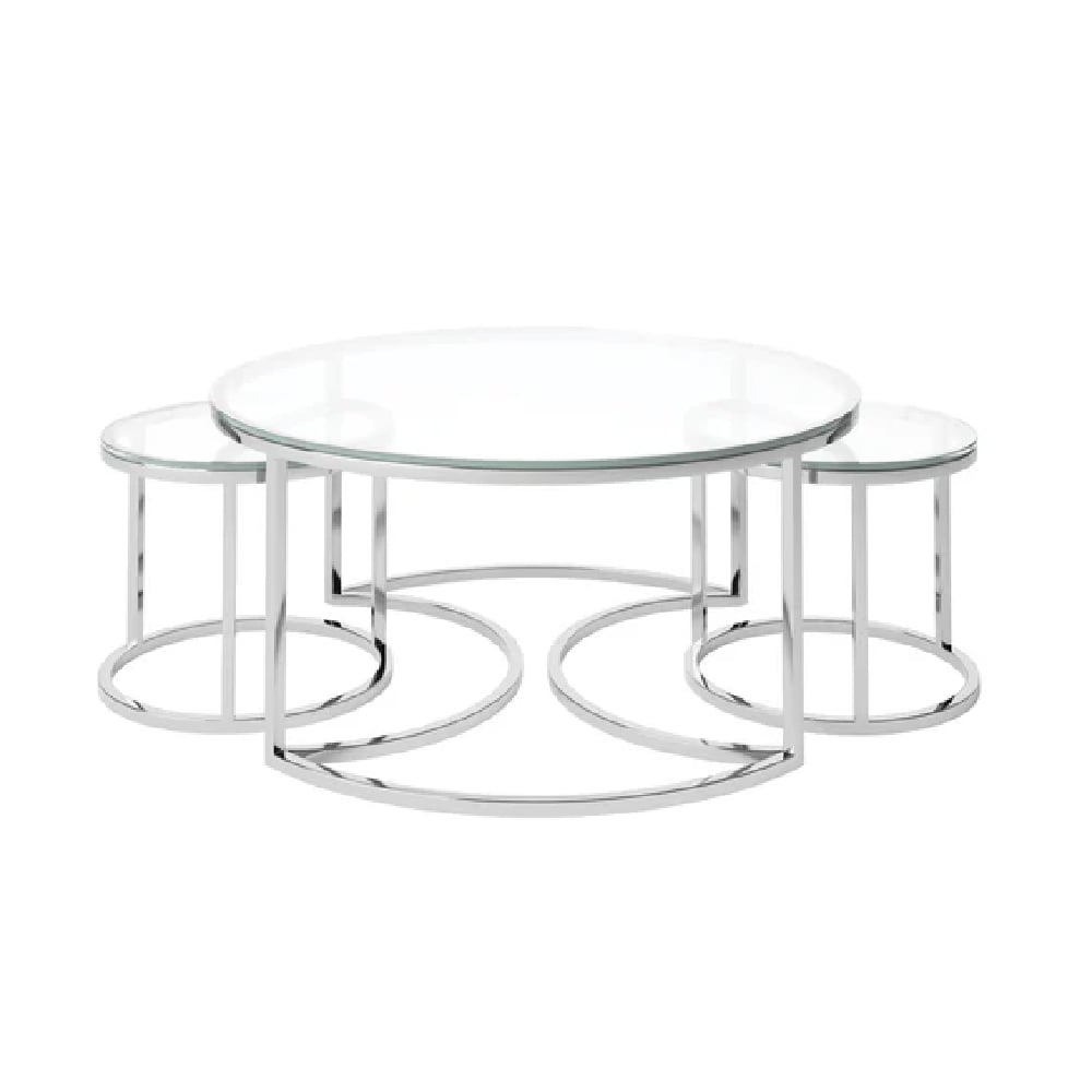 Read more about Ohrid clear glass nesting coffee tables with chrome frame