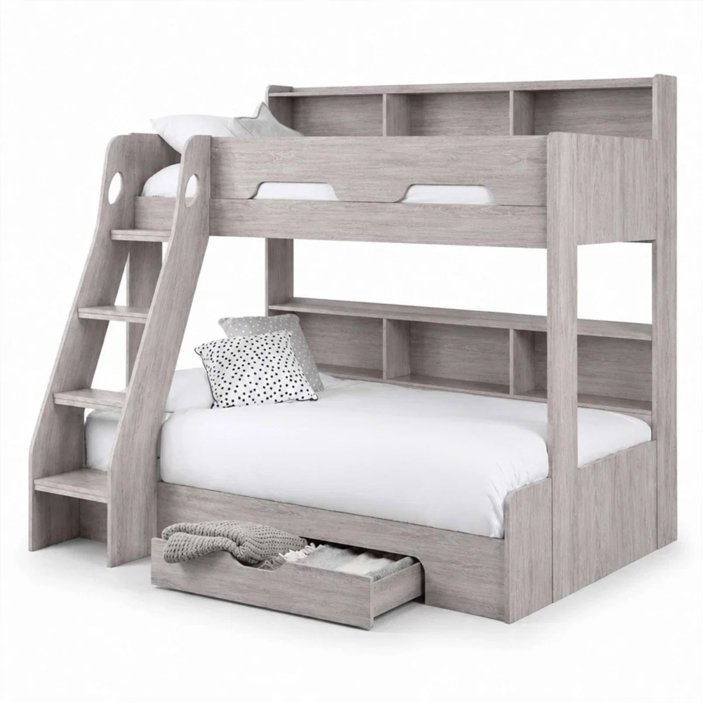Oihane Wooden Triple Sleeper Bunk Bed in Grey Oak