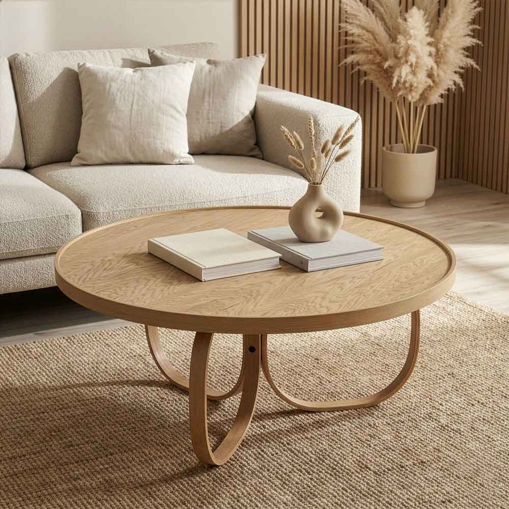 Oita Round Wooden Coffee Table in Oak