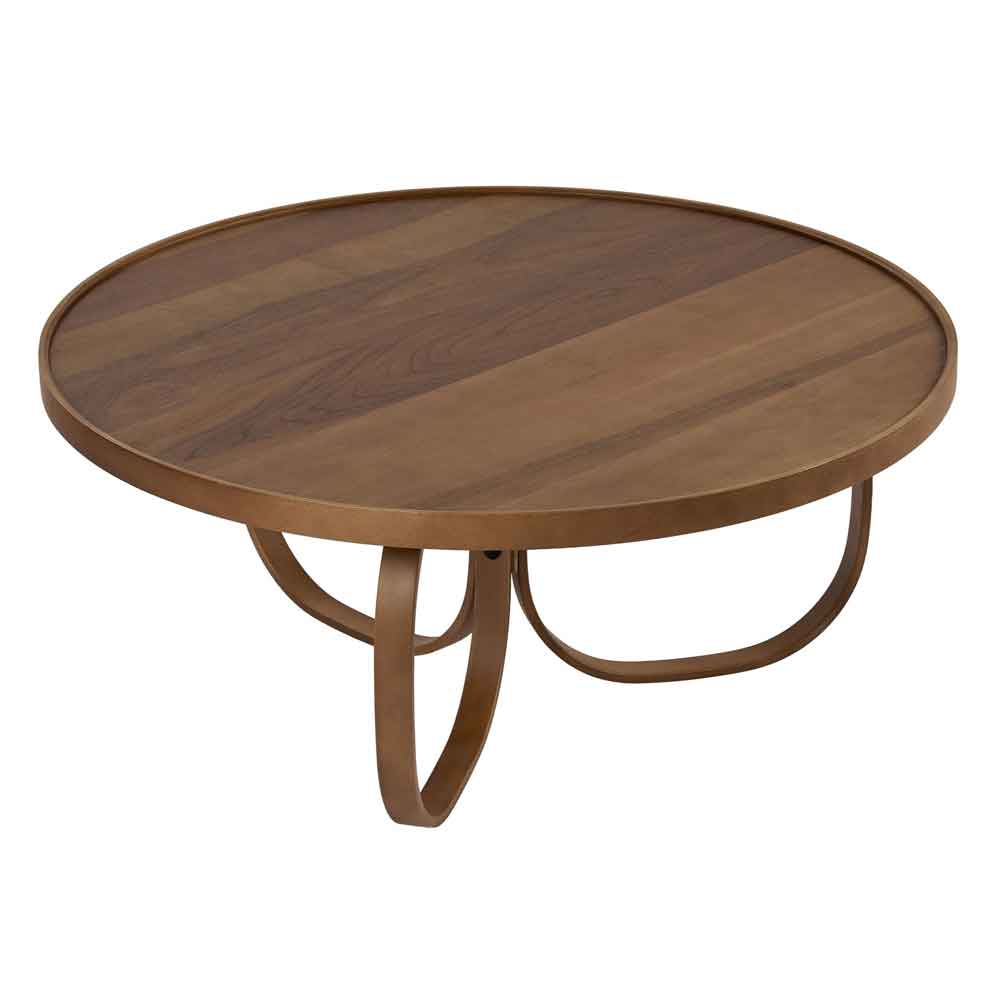 Oita Round Wooden Coffee Table in Walnut