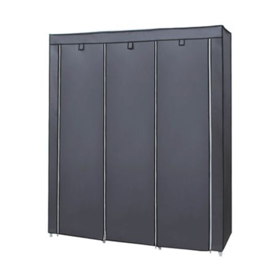 Ojai Canvas Clothes Wardrobe With Clothes Hanging Rail In Grey_1