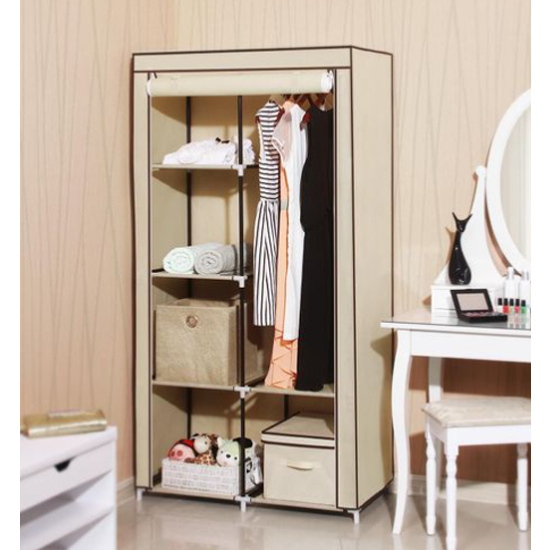 Ojai Double Canvas Interior Adjustable Wardrobe In Beige FiF