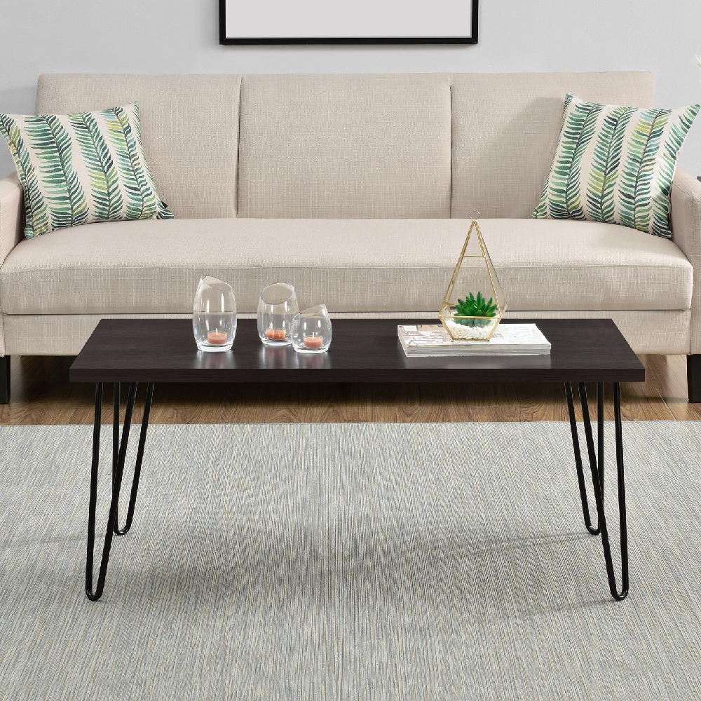 Ojai Wooden Coffee Table In With Black Legs In Espresso