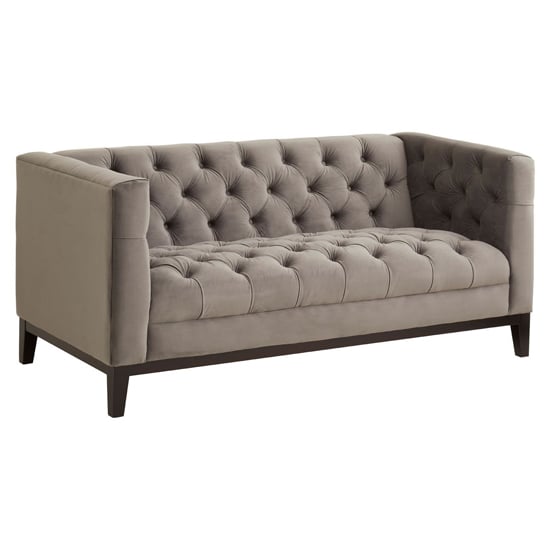Photo of Okab upholstered velvet 2 seater sofa in grey